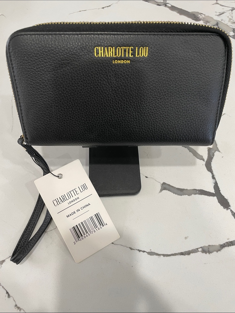 Charlotte Lou Black Zip Wristlet Wallet NWT